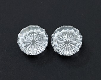 Piedra preciosa suelta para tallar en hueco, 16 x 16 mm, para tallar en cristal, corte redondo, par (2 piezas)