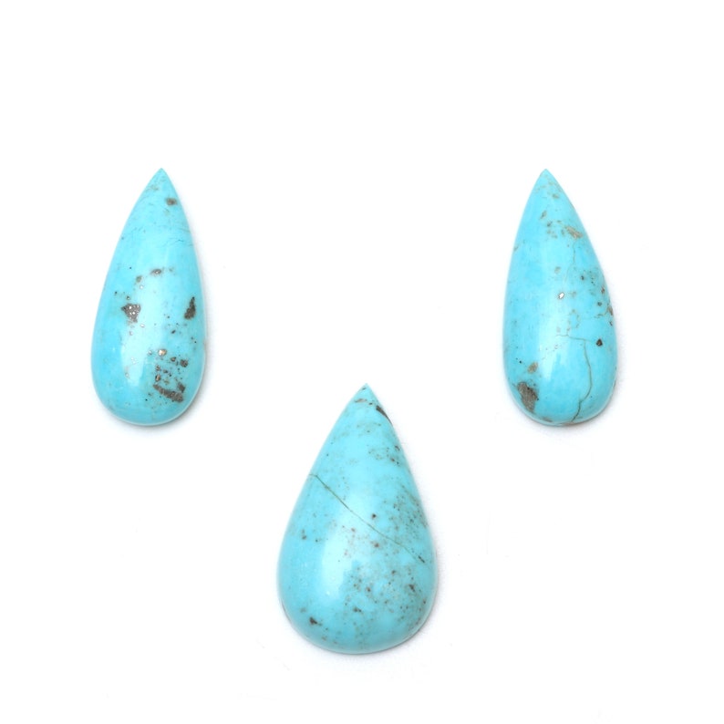 14x33 mm to 20x34 mm AAA Quality Natural Turquoise Smooth Pear Cabochon Gemstone Gemstone Cabochon Set of 3 Pieces