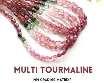 Natural Multi Tourmaline Smooth Oval Shape Beads, 4x5 mm to 5x6.5 mm Multi Color Tourmaline Plain Beads, Tourmaline Beads For Jewelry Making