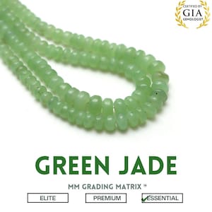 Green Jade Smooth Rondelle Shape Beads, 4.5 mm To 8 mm Jade Plain Bead Strand 18 Inches, Beads For Jewelry Making, Green Gemstone Beads