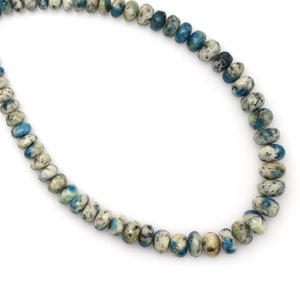 K2 Jasper Smooth Rondelle Beads, 5 mm To 7 mm, Blue K2 Jasper Rondelle, K2 Jasper Jewelry Making Gemstone Beads, 8 Inch, Price Per Strand