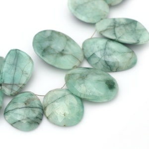 Natural Emerald Faceted Oval Beaded Necklace , 10x16 mm to 20x26 mm, May Birthstone, 8 Inches Full Strand, Price Per Strand