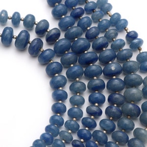 Blue Quartz Smooth Rondelle Beads, 6.5 mm To 12 mm, Blue Quartz Beads, Blue Quartz Jewelry Making Gemstone Beads, 8 Inch, Price Per Strand
