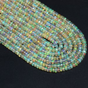 Ethiopian Opal Faceted Rondelle Beads, 3.5 mm to 4 mm, Opal Jewelry Making Beads, Faceted Opal, 8 Inch / 16 Inch Strand, Price Per Strand