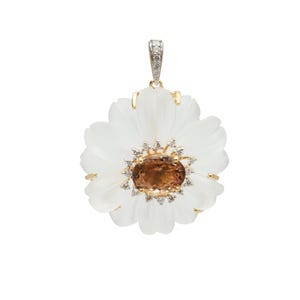 Tourmaline Gemstone Necklace, Crystal Carving Pendant, Solid Gold Pendant, Crystal Carving Tourmaline Flower Pendant, Tourmaline Gemstone