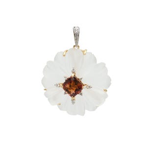 18Kt Yellow Gold Flower Pendant, Tourmaline Crystal Craving Diamond Pendant Tourmaline Pendant Crystal Craving Pendant For Her Women Jewelry