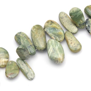 Serpentine Opal Smooth Pebbles Beads - 8x12 mm to 13x21 mm - Serpentine with Opal - Gem Quality , 13 Cm Full Strand, Price Per Strand