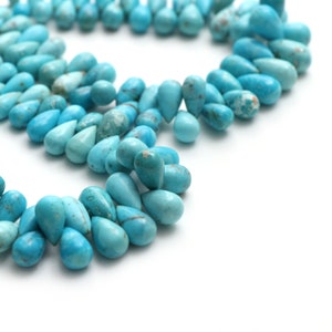Turquoise Smooth Drop Beads, 5x7 mm to 6x11 mm, Turquoise Drop Beads, Turquoise Gemstone, 6.5 Inch Full Strand, Price Per Strand
