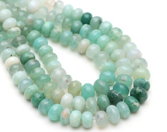 Aqua Chalcedony Smooth Rondelle beads, 8 mm To 9.5 mm, Chalcedony Jewelry Making Beads, Aqua Chalcedony Beads, 18 Inches, Price Per Strand