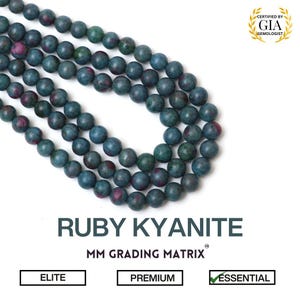 5.5 mm To 8 mm Natural Ruby With Kyanite Smooth Round Ball Beads, Ruby Kyanite Gemstone Beads, Plain Round Shape Beads For Jewelry Making