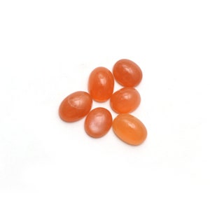 CLEARANCE-Natural Peach Moonstone Smooth Oval Loose Gemstone, 10x12 mm to 10x14 mm, Peach Jewelry Handmade Gift for Women, Set of 6 Pieces