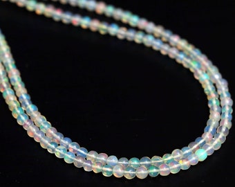 Abalorios redondos lisos de ópalo etíope, 3,5 mm a 4 mm, Abalorios de fabricación de joyería de ópalo, Abalorios de ópalo liso, 8 pulgadas / 18 pulgadas, Precio por hebra