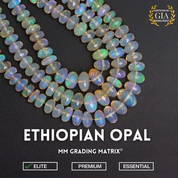 Natural Ethiopian Fire Opal Loose Beads – 4-5mm Faceted Roundell, Uncut Gemstone Strand