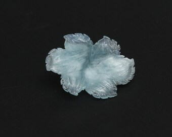 Naturalny Kwiat Akwamarynu Rzeźba Luźny Kamień Szlachetny, 21,5 x 30 mm, Kwiat Akwamarynu, Rzeźba Akwamarynu Biżuteria Robienie Kamienia Szlachetnego, 1 Sztuka