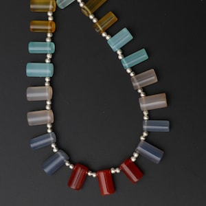 Multi Color Onyx Smooth Cylinder Beads, 10 mm To 12 mm, Multi Color Onyx, Onyx Handmade Jewelry Making Gemstone, 8 Inch Strand