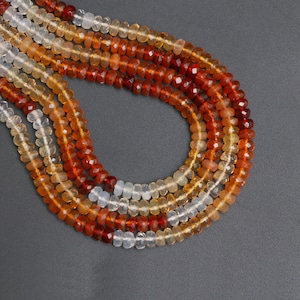 Natural Mexican Fire Opal Shaded Faceted Rondelle Beads | 4.5 mm | Fire Opal Beads | 8 Inch, 16 Inch Full strand | Price Per Strand