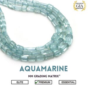 Natural Aquamarine Faceted Cylinder Beads, Aquamarine Tube Shape Beads, Aquamarine Briolette&#39;s Beads, Blue Gemstone Beads For Jewelry Making