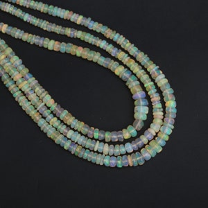 Genuine Ethiopian Opal Smooth Rondelle Beads, 3mm-4.5mm Natural Fire Opal Plain Gemstone Beads, Opal Rondelle Beads, Multi Fire Opal Beads