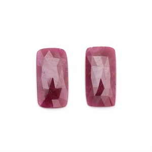 Natural Ruby Faceted Organic Rosecut Loose Gemstone, 22.7x12mm, Ruby Rosecut Cabochon, Ruby Jewelry Making Gemstone Cabochon,Pair (2 Pieces)