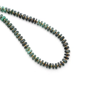 Abalorios hexagonales lisos de esmeralda natural, 5,5 mm a 6,5 mm, abalorios de esmeralda, abalorios de joyería de esmeralda, hebra completa de 18 pulgadas, precio por hebra