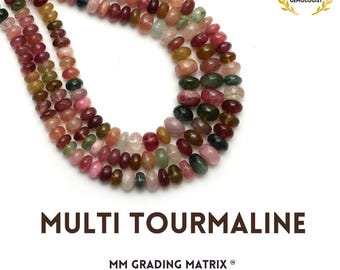 5.5 mm To 8.5 mm Multi Tourmaline Smooth Rondelle Beads Strand 18", Natural Tourmaline Gemstone Beads For Jewelry Making, Plain Tourmaline