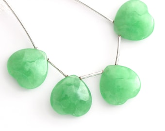 Gröna jadepärlor med släta hjärtformade pärlor, 15 x 15 mm, grönt jadehjärta, gröna jadepärlor med ädelsten för smyckestillverkning, 15 tum, pris per sträng