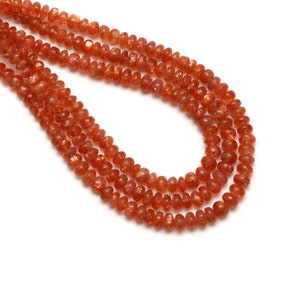 Sunstone Smooth Rondelle Beads, 4 mm to 6 mm, Sunstone Jewelry Making Beads, Plain Rondelle Sunstone Beads, 18 Inch Strand, Price Per Strand