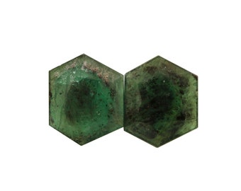 Naturlig smaragdfasetterad hexagon, lös ädelsten, 19x24,5 mm, smaragdfasetterad ädelsten, par (2 stycken)