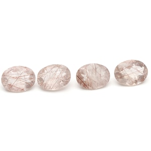 Natural Copper Rutile Faceted Oval Loose Gemstone, 12x16 mm, Copper Rutile Jewelry Handmade Gift For Women, Set of 4 Pieces