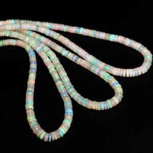 Genuine Ethiopian Opal Faceted Tyre Shape Beads,  3.5 MM to 6.5 MM Rainbow Fire Opal Heishi Beads, Opal Gemstone Beads For Jewelry Making