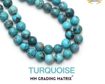 Vintage Natural Turquoise Turtle Pendant Necklace – 8mm Round Beads, 18" Choker, Handmade Jewelry