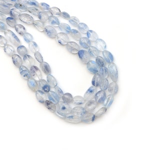 Dumortierite Quartz Smooth Tumble Beads, 4x6 mm To 8x12 mm, Dumortierite Quartz Jewelry, 8 Inches / 18 Inches Full Strand, Price Per Strand