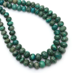 Chrysocolla Faceted Rondelle Beads, Chrysocolla Gemstone Rondelle - 6 mm to 11.5 mm -Gemstone Chrysocolla Faceted,8 Inch/ 18 Inch Strand