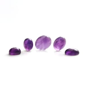 CLEARANCE- Natural Amethyst Smooth Oval Cabochon Gemstone, 8x10.5 mm to 13x15.5 mm, Amethyst Oval Jewelry Making Gemstone, 5 Pieces