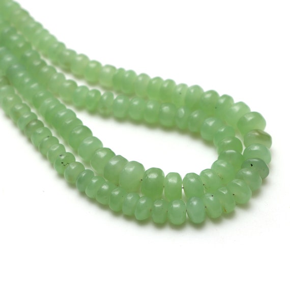 Green Jade Smooth Rondelle Beads 4.5 Mm to 8 Mm Green Jade