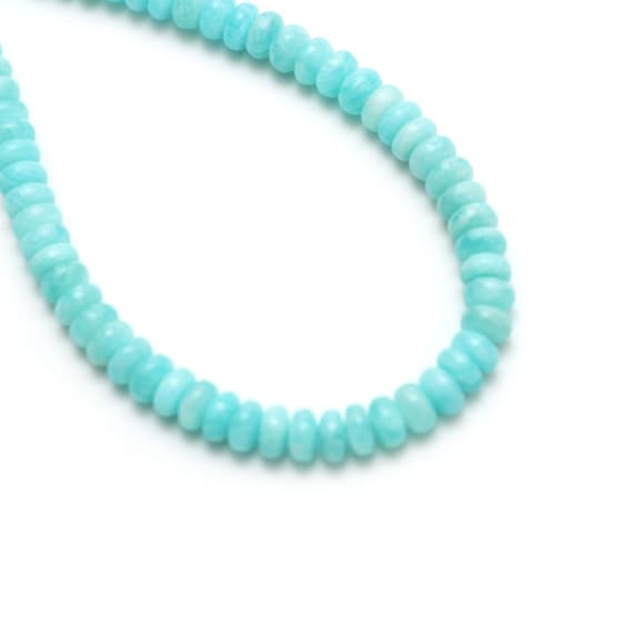Amazonite Smooth Rondelle Beads, 6 mm, Amazonite Plain Beads, Amazonite Jewelry Making Gemstone Beads, 16 Inch Full Strand, Price Per Strand