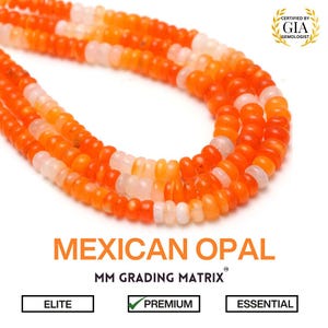 Dyed Mexican Fire Opal Beads, 4.5 mm To 6 mm Opal Smooth Rondelle Shape Beads, Shaded Orange Opal Gemstone Beads For Jewelry Making