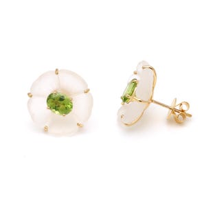 Tourmaline Gold Studs, 18Kt Solid Yellow Gold Tourmaline Studs, Tourmaline Jewelry, Green Tourmaline Earrings Studs, Earrings For Women