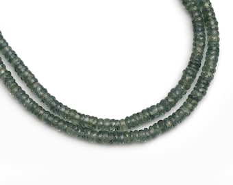 Songea Sapphire Faceted Rondelle Beads, 3mm To 4mm, Songea Sapphire Rondelle, Sapphire Jewelry Making Gemstone Beads, 8 Inch/ 18 Inch Strand