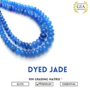 Dyed Jade Smooth Rondelle Shape Gemstone Beads, 4.5mm - 9 mm Jade Beads For Jewelry Making, Dyed Blue Jade Bead Strand 8&quot;, March Birthstone