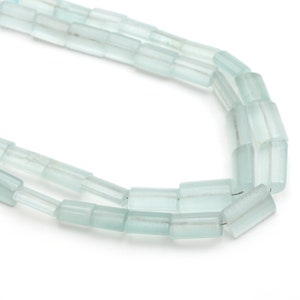 Natural Aqua Smooth Cylinder Beads, 7x8 mm to 10x11 mm, Aqua Jewelry Handmade Gift for Women, 18 Inches Full Strand, Price Per Strand