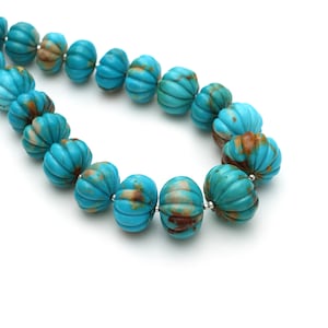 Natural Turquoise Carving Beads, 11.5 MM To 21 mm, Blue Green Turquoise Carving Gemstone Beads for Jewelry Making, 20 Inches Full Strand