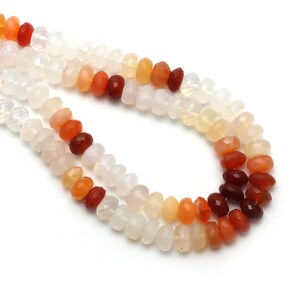Fire Opal Faceted Rondelle Beads, 8 mm, Fire Opal Beads, Fire Opal Jewelry Making Gemstone Beads, 8 Inch / 16 Inch Strand, Price Per Strand