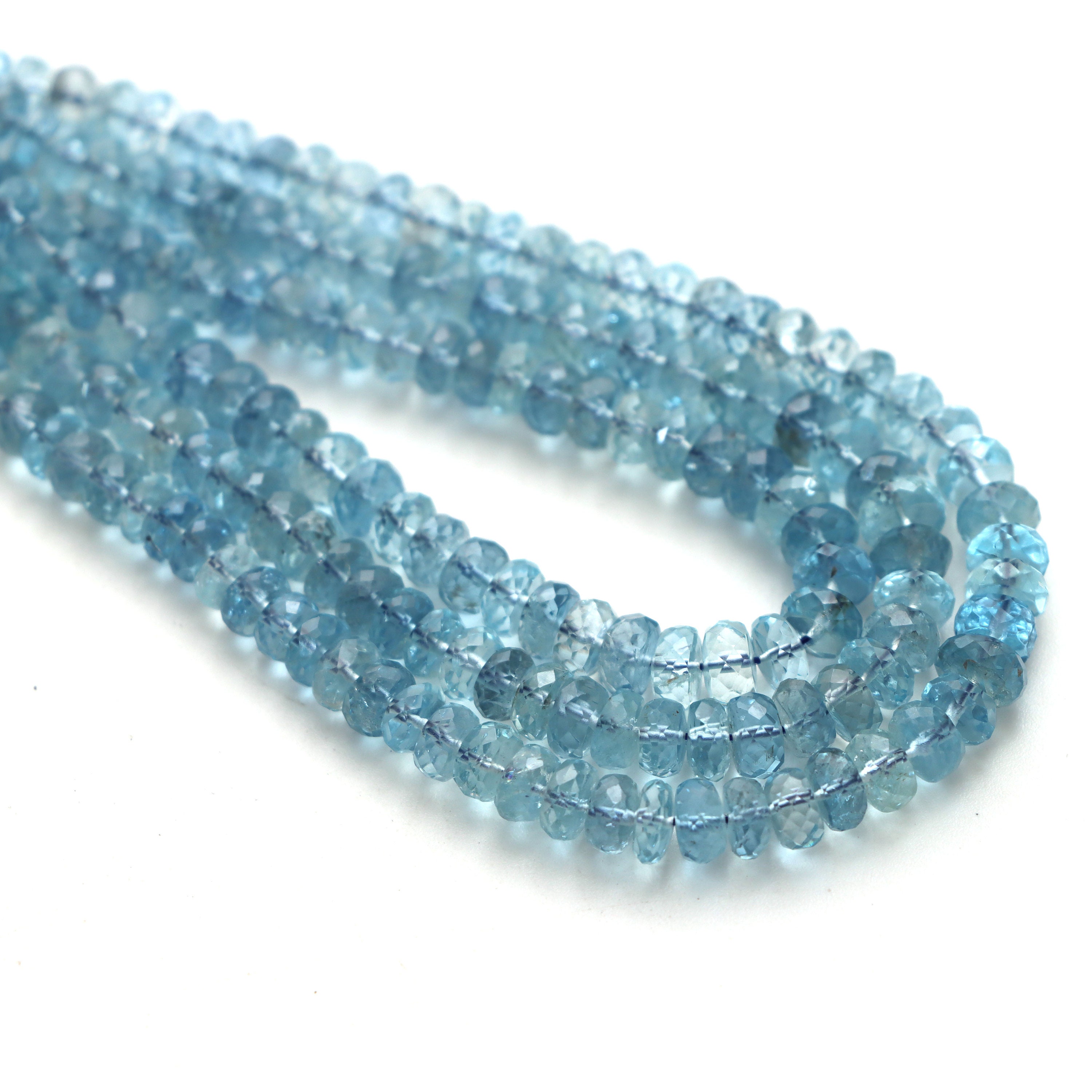 Perline Acquamarina Blu Naturale Sfaccettate 4x6mm Rondelle, 15 Pezzi