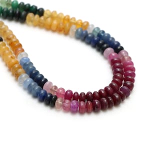 Multi Sapphire Smooth Rondelle Beads, 6 mm To 6.5 mm, Multi Sapphire Jewelry Making Gemstone Beads, 8 Inch / 18 Inch Strand,Price Per Strand