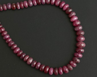 Ruby Smooth Roundel Beads, 5 mm to 8 mm, Ruby Plain Beads - Gem Quality , 8 Inch/ 20 Cm Full Strand, Price Per Strand