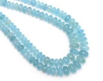 Milky Aquamarine Smooth Rondelle Beads, 5.5 mm to 8.5 mm, Aquamarine Jewelry Making Beads, 18 Inches Full Strand, Price Per Strand