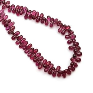 Natural Garnet Smooth Drop Beads | 4x2.5 mm to 7.5x4.5 mm | 9 Inch/ 18 Inch | Garnet Smooth Beads | Price Per Strand