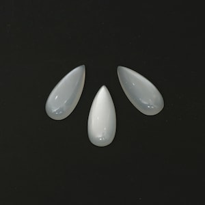 LIQUIDAÇÃO-Pedra da Lua Branca Natural Pêra Suave Pedra Preciosa Solta, 10 x 23 mm, Joia de Pedra da Lua Branca Presente Feito à Mão para Mulheres, Conjunto de 3 Peças