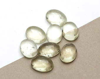 Natural Libyan Desert Glass Smooth Oval Cabochon Loose Gemstone, 10x14 mm, Libyan Glass Oval Jewelry Making Gemstone, Set of 8 Pieces